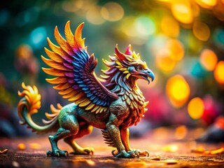 Fototapeta premium Tilt-Shift Griffin Logo Design with Wings - Symbol of Strength and Courage