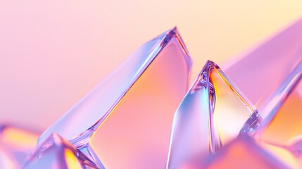 Light-reflecting crystal shards against a soft gradient backdrop, crystal texture, elegant abstract