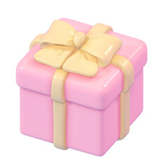 Cute 3d pastel pink gift box kawaii illustration