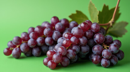 Fototapeta premium High-Quality Image of Fresh Purple Grapes on Vibrant Green Background - Ideal for Food, Health, and Marketing Projects