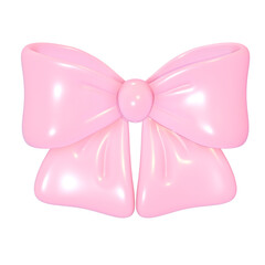 Cute 3d pastel pink ribbon bow kawaii illustration