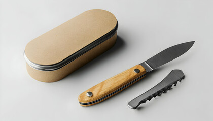Pocket Knife with Can Opener Open Display Mockup  