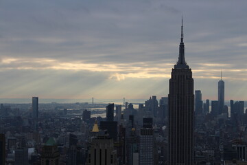 Fototapeta premium nyc city skyline (light beam)