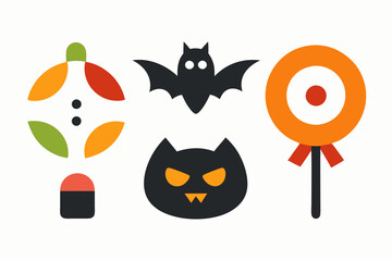 Halloween icons set silhouette vector illustration