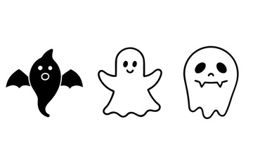 Set of Halloween  line art Icons. Simple line art style icons pack. Vector illustration