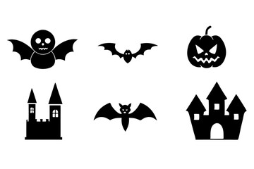 Halloween icons set silhouette vector illustration