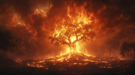 Obraz premium The story of the burning bush from the Bible