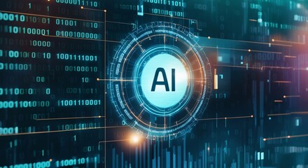 Obraz premium AI Revolution: A futuristic and abstract image of AI technology, represented by a glowing 