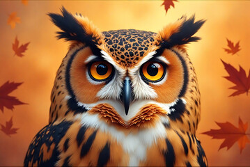 Obraz premium owl in autumn environment, background, wallpaper