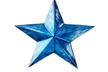 A stunning blue star decoration isolated on a white background, perfect for various design projects.