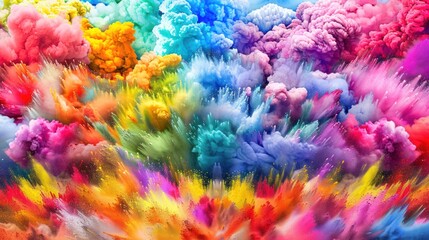 A Vibrant Explosion of Colorful Powder Clouds