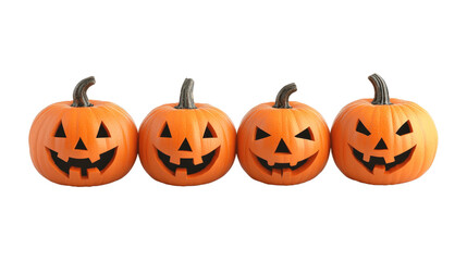 Halloween Jack o Lantern Pumpkins with a spooky faces Isolated on a transparent background