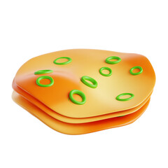 Fototapeta premium PNG 3D naan illustration isolated on a white background