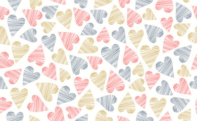 Funny Retro Groovy Valentines Day seamless pattern in trendy retro y2k style. Valentine background of cartoon character. Boho Valentine Day Pattern with hearts. Vector illustration.