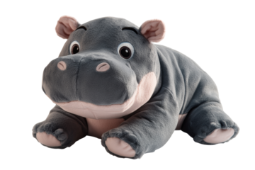 Cute plush hippo toy on a white background, perfect for children's rooms and playtime.