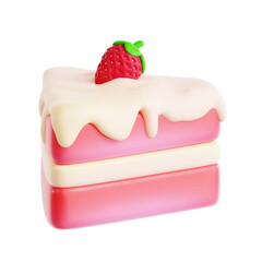 PNG 3D strawberry cake illustration isolated on a white background