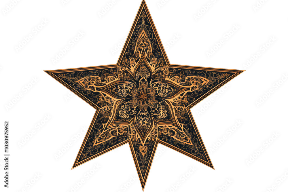 Aufkleber Ornate decorative star design with intricate patterns on a transparent background for creative use.