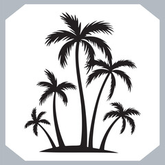 Logotype black simple palm tree vector silhouettes, Palm Trees Silhouette, Coconut Tree Silhouette on white background