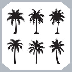 Logotype black simple palm tree vector silhouettes, Palm Trees Silhouette, Coconut Tree Silhouette on white background