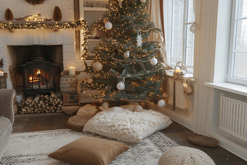 Gorgeous cozy bohemian Christmas background for cards and other projects