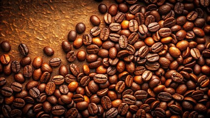 Naklejka premium Roasted Coffee Beans Background with Blank Space for Branding, Marketing, and Coffee Product Promotions - Ideal for Cafe, Beverage, and Culinary Imagery