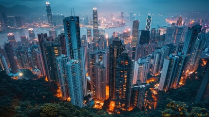 Obraz premium A cityscape from a high-rise rooftop, looking down at the bustling city below