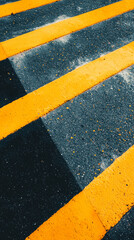 Fototapeta premium Yellow Crosswalk Lines on Asphalt Road 