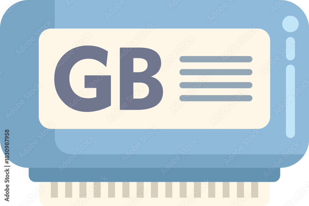 Poster ram memory module displaying gb gigabyte capacity icon sign symbol for computer hardware and softwar
