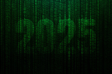 Fototapeta premium Digital cyber new year 2025 matrix background, creative idea. AI technology and cyber security. Crypto