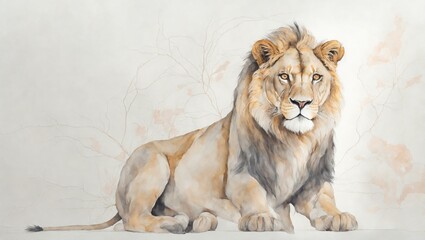 Obraz premium lion on a room wall, wall art