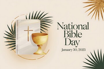 Elegant religious illustration for National Bible Day with holy symbols

