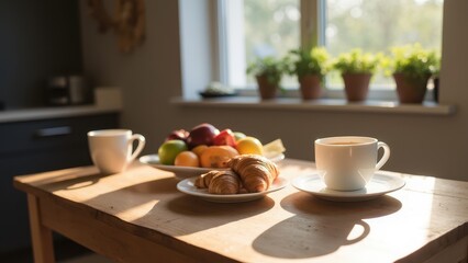 Bright Morning Breakfast Scene with Fresh Fruits