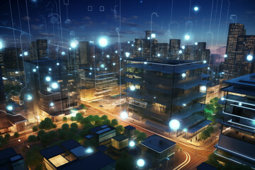 Obraz premium Smart City Skyline with Technology Connections
