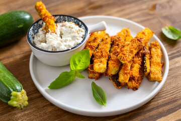 Crispy Baked Zucchini Fries with Dip
