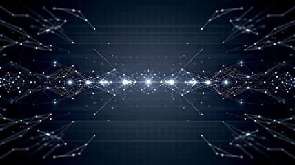 Obraz premium Abstract Data Technology Background in 4K Dark-Themed Visual with Dots and Lines Connecting in High-Resolution