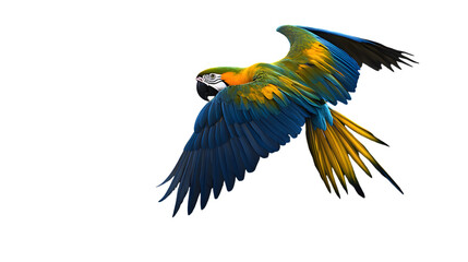 Blue-and-yellow Macaw Bird, Flying, on Transparent Background PNG, Wallpaper, Cover and Smartphone Screen, PC, Laptop, Graphic, Transparent PNG