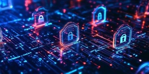 Fototapeta premium Emphasizing key strategies in cybersecurity.