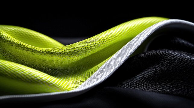   A close-up of black and yellow cloth with a white line across the top