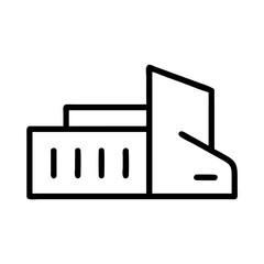 Hotel building icon in black and white outline