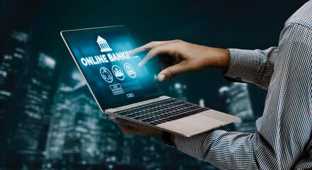 Online Banking for Digital Money Technology Concept. Graphic interface showing money transfer on...