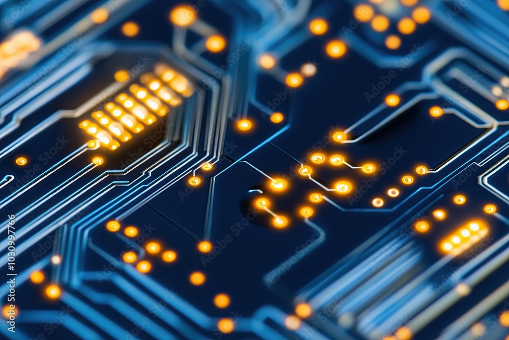 Poster Exploring Intricate Circuit Board Design Showcasing Modern Technology and Electrical Connections