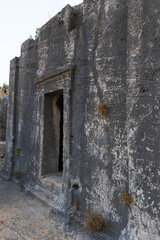 Acdam Doric tomb in Antiphellos ancient city. Kas, Turkey