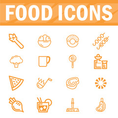 Food and drinks icons set, Vector illustration