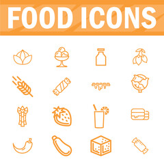 Food and drinks icons set, Vector illustration