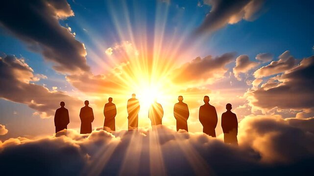 Illustration or depiction highlighting the teachings and spiritual deeds of ascended masters and great teachers. Inspiring and educational scene ideal for spirituality, philosophy, wisdom, and histori