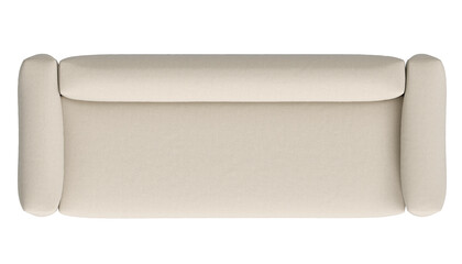 top view of fabric sofa, isolated on transparent background