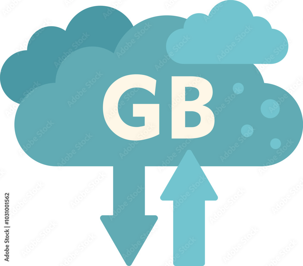 Poster this icon represents the concept of cloud computing data storage, with arrows indicating uploading a