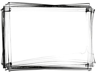 Grunge scribble square, scrawl, lines, black marker isolated on white background