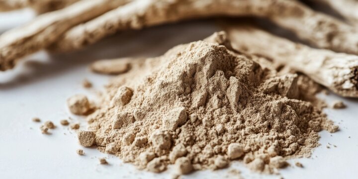 A detailed view of kava root powder emphasizing its natural properties.