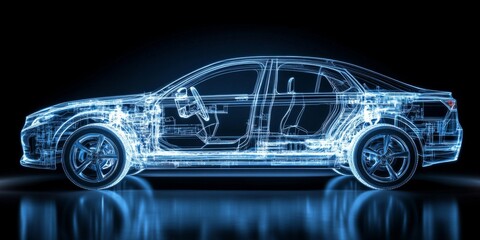 X-ray visualization provides insights into car construction and frame design.